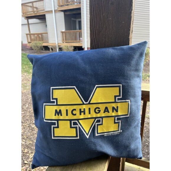 Restful Knights Other - Vintage 90s Restful Knights Michigan Wolverines logo square 15" pillow retro